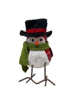 Holiday Time Plaid Bird Figurine with Top Hat and Scarf Christmas Tiered Tray De